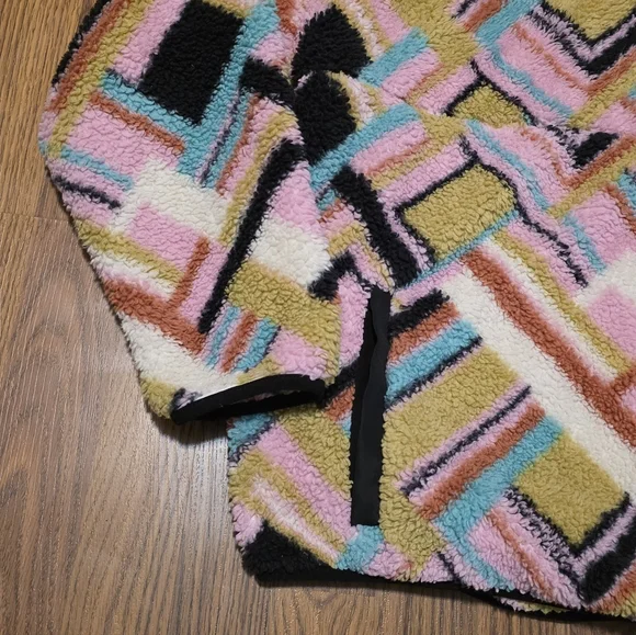 Hurley Women’s XXL Pink Spring Geo Plush Fleece Snap Pullover Long Sleeve C1 - Picture 6 of 11